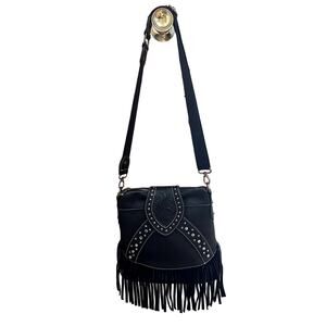 Black Trinity Ranch Leather crossbody Cowgirl Bag Purse Western